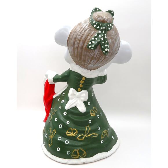 Vintage Hand Painted Ceramic Christmas Mouse Figurine Mrs. Claus Merry Xmas 8.5″ - Picture 6 of 10